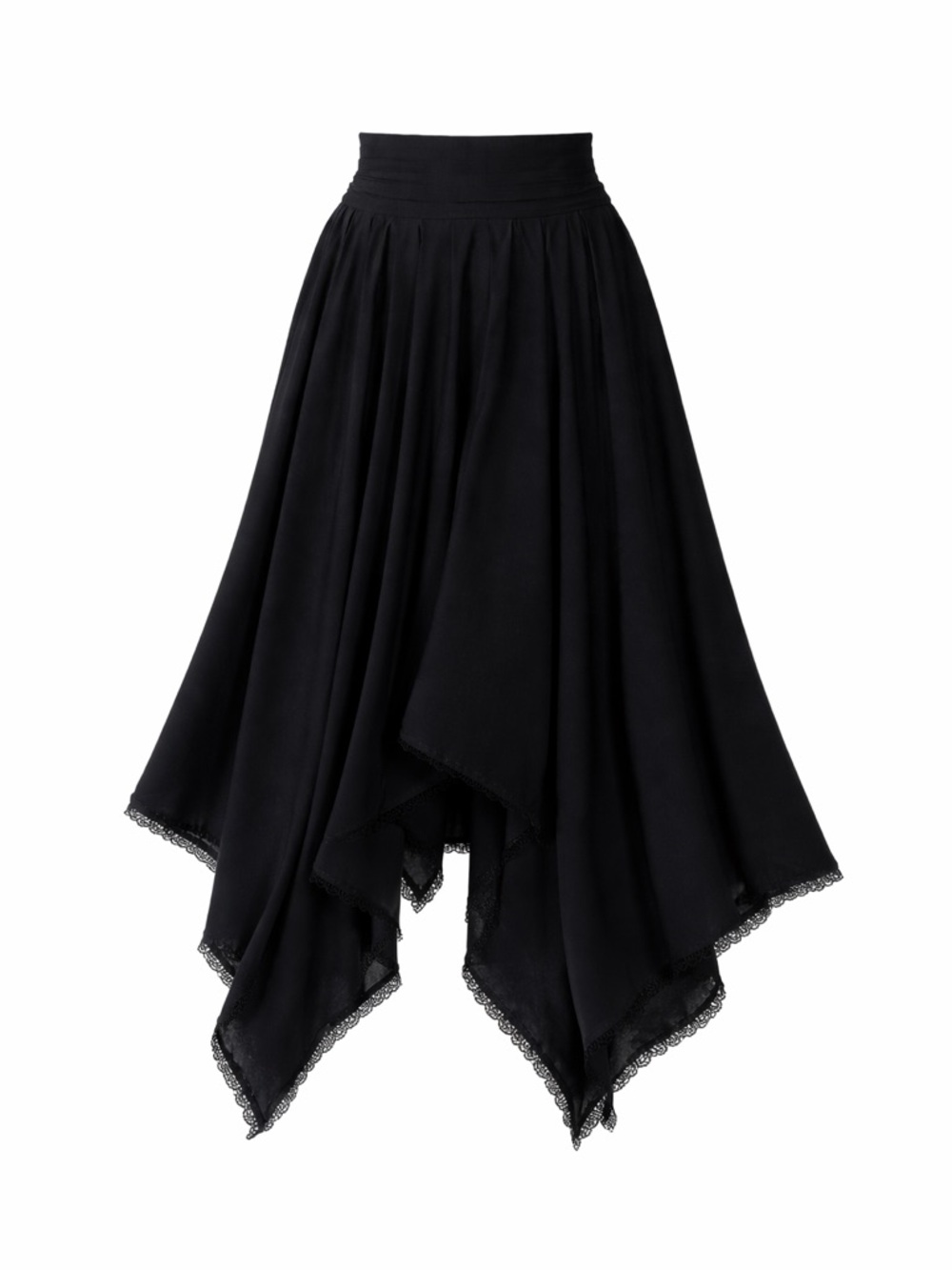 Paris-Inspired Black Asymmetrical Midi Skirt • Size Medium